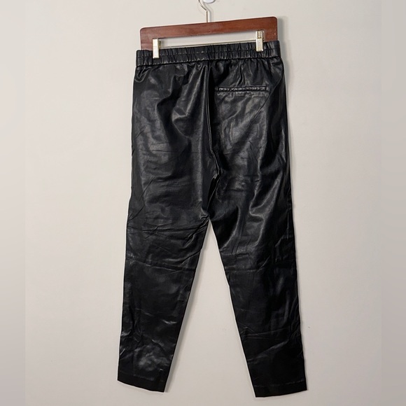 Black Vegan Leather Tapered Leg Pants w Elasticated Waist by H&M Size 8 - Picture 3 of 5
